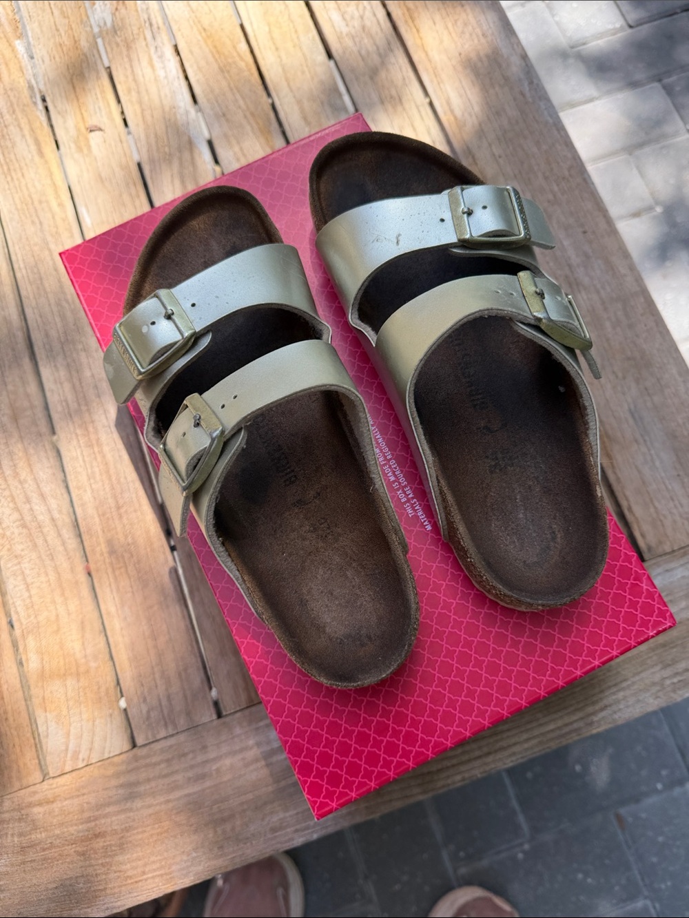Birkenstock Kids Double Buckle Metallic Sandals - Champagne